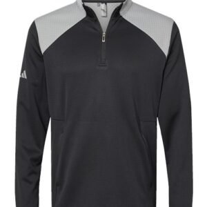 Adidas - Textured Mixed Media Quarter-Zip Pullover - A532